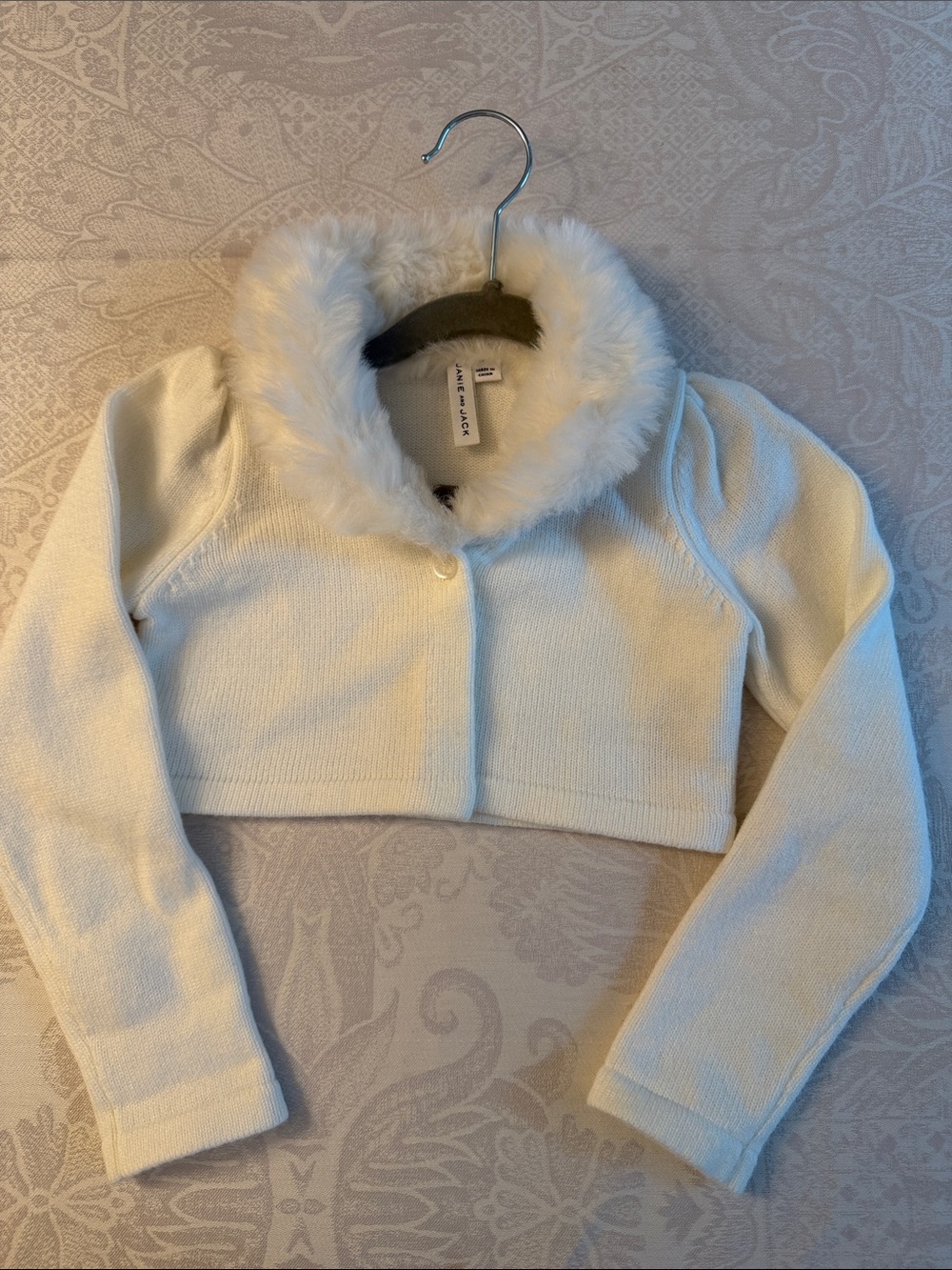 Janie and Jack Cream Faux Fur Collar Cropped Bolero